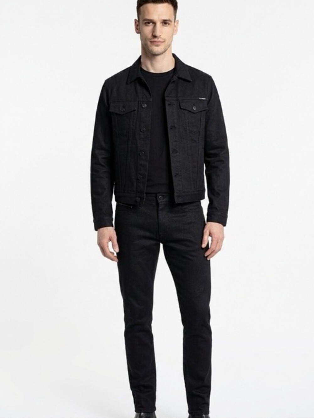 NWOT The KOOPLES Paris Black Slim Fit Lamb Leather & Skull Accent Jeans 29